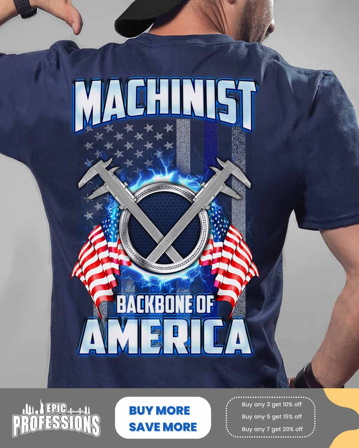 Machinist backbone of America-Navy Blue-Machinist -T-shirt -#M240323BAKBO2BMACHZ6