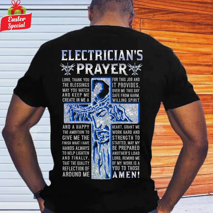 Electrician's Prayer-Black-Electrician-T-shirt -#M280323PRAY7BELECZ6