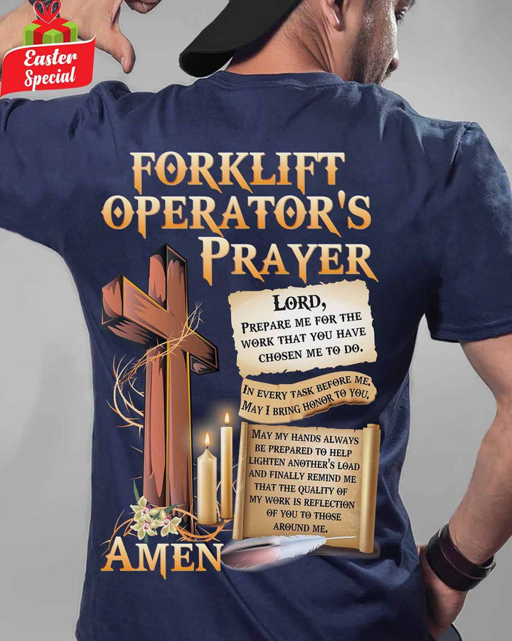 Forklift Operator's prayer-Navy Blue-ForkliftOperator-T-shirt-#M280323EVTAS1BFOOPZ6