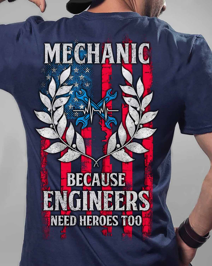 Mechanic because engineers need heroes too-Navy Blue-Mechanic-T-shirt-#M290323HEROES14BMECHZ6