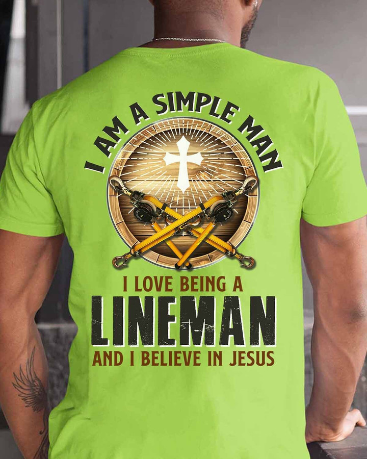 I love being a Lineman- Lime-Lineman- T-shirt -#M300323SIMPMAN1BLINEZ6