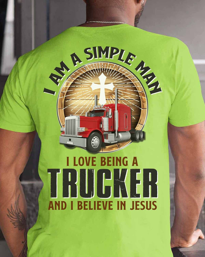 I love being a Trucker- Lime-Trucker- T-shirt -#M300323SIMPMAN1BTRUCZ6