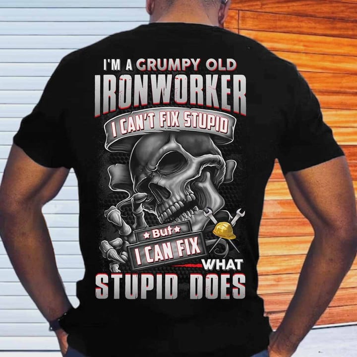 I'm a grumpy old Ironworker-Black-Ironworker-T-shirt -#M010423WHAST2BIRONZ6