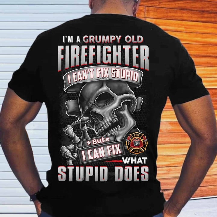 I'm a grumpy old Firefighter-Black-Firefighter-T-shirt -#M010423WHAST2BFIREZ6