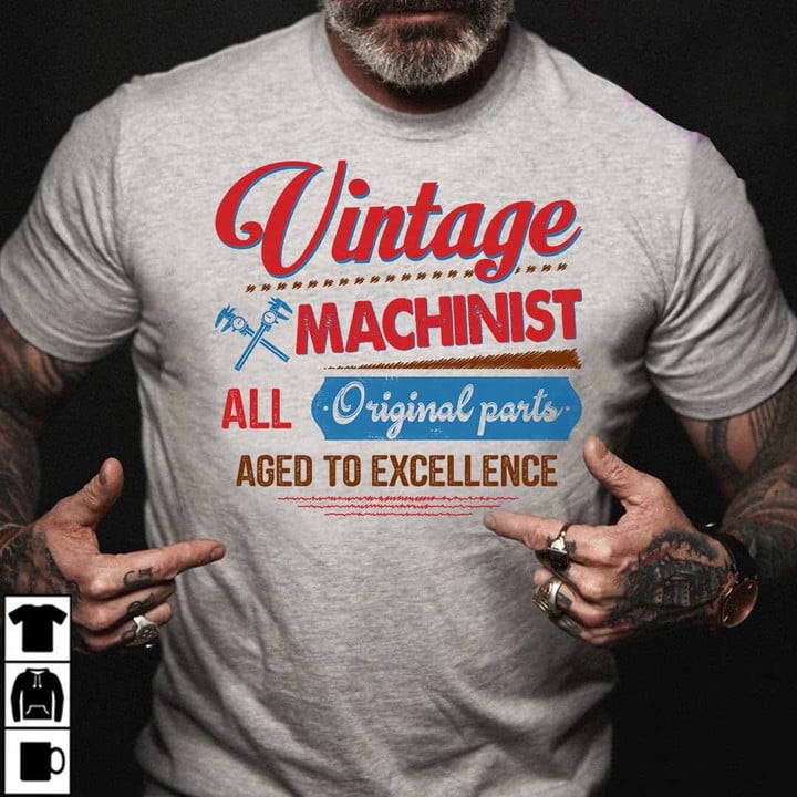 Vintage Machinist-Ash Grey -Machinist- T-shirt -#M060423ORIPART2FMACHZ6