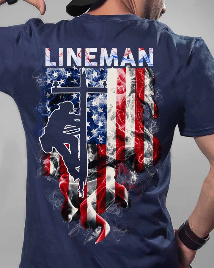 Proud Lineman-Navy Blue-Lineman-T-shirt-#M120423USFLA26BLINEZ6