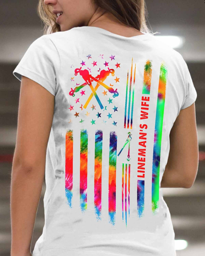 Awesome Lineman's wife -White-Lineman-T- shirt-#M130423TIDFLA3BLINEZ6