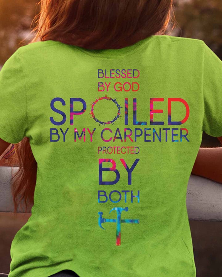 Blessed by god spoiled by my carpenter- Lime-carpenter- T-shirt -#M140423PROBY4BCARPZ6
