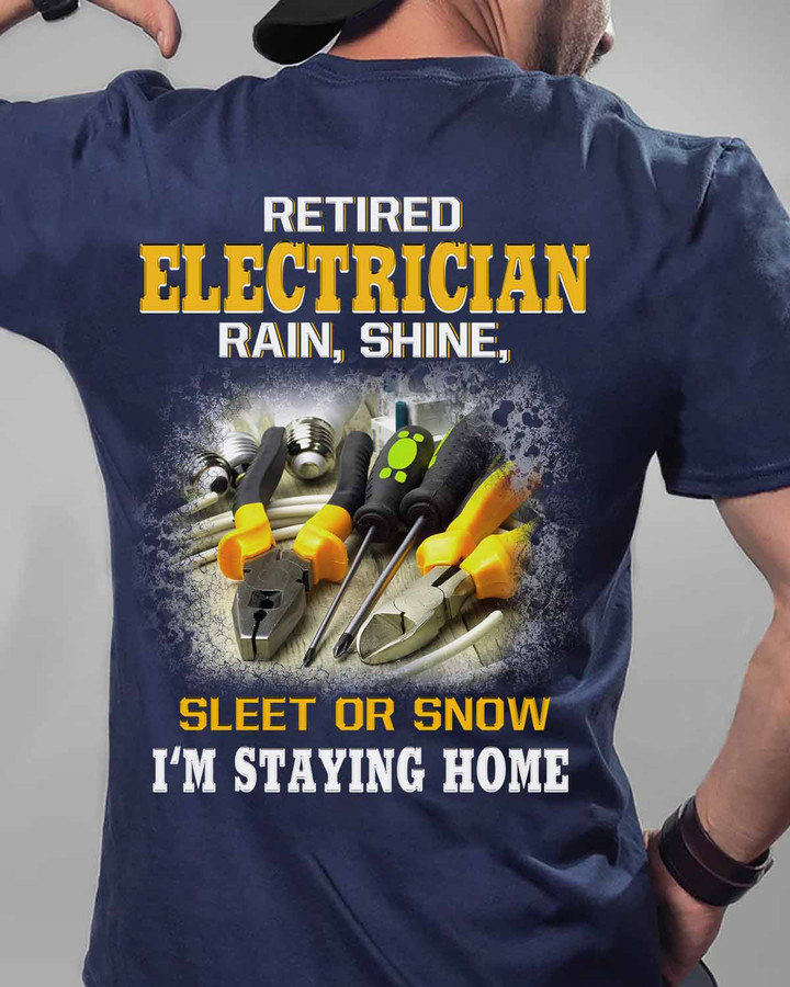 Retired Electrician-Navy Blue-Electrician-T-shirt-#M140423SLEET5BELECZ6