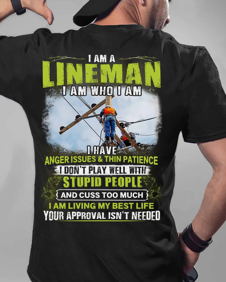 I am a Lineman-Black-Lineman-T-shirt -#M140423THIPAT1BLINEZ3