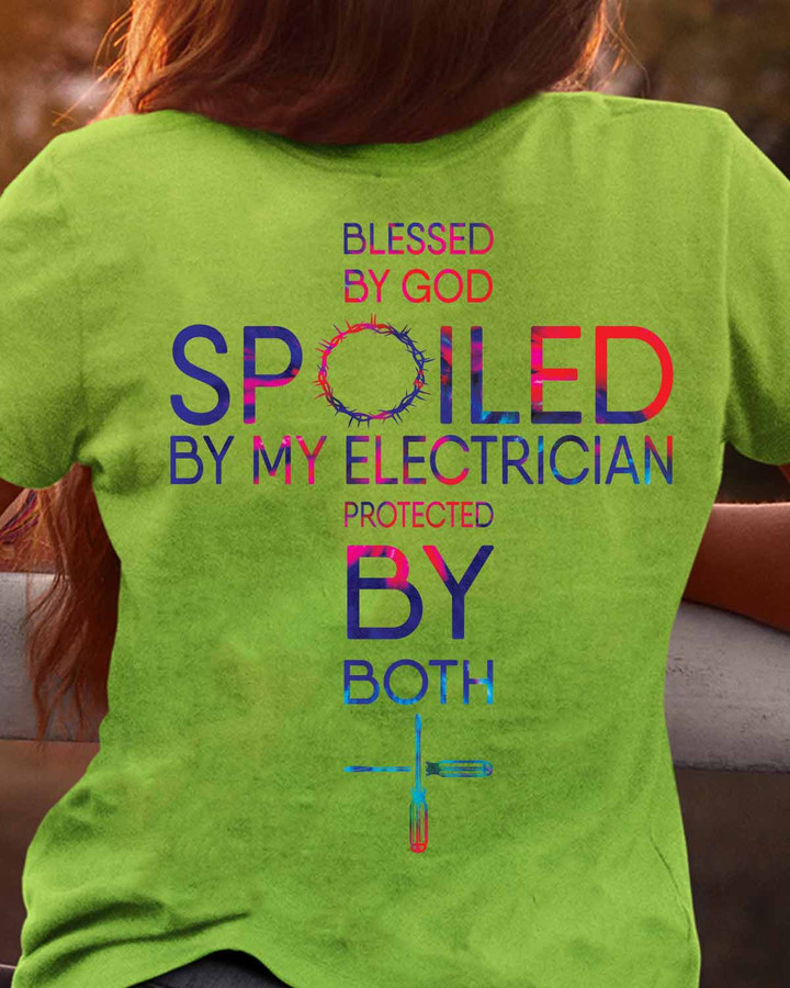 Blessed by god spoiled by my Electrician- Lime-Electrician- T-shirt -#M150423PROBY4BELECZ6