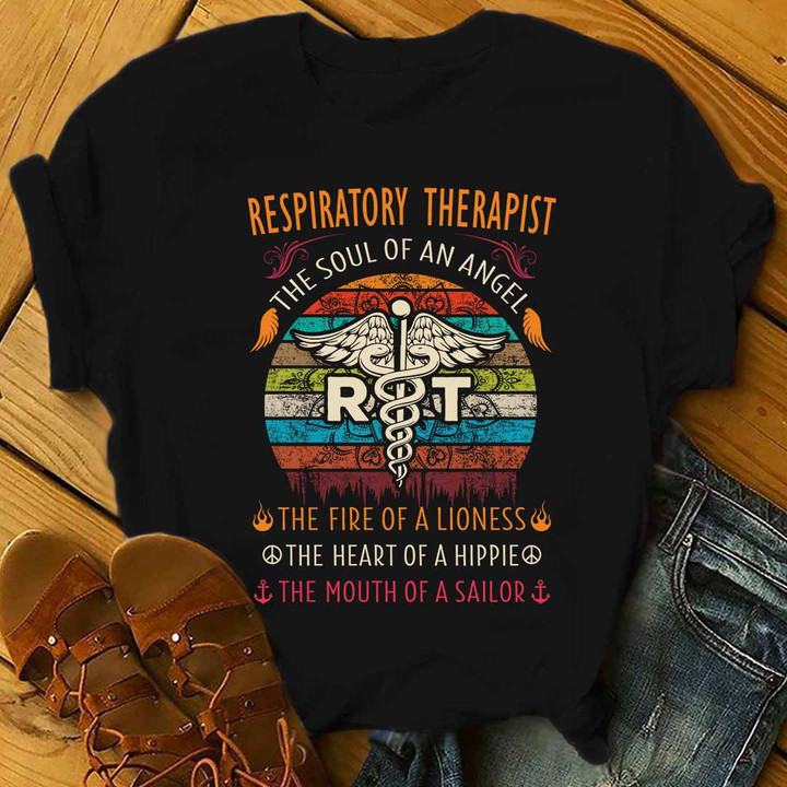 Respiratory Therapist The soul of an Angel -Black -Respiratorytherapist-T-Shirt -#F150423THESOL2FRETHZ4