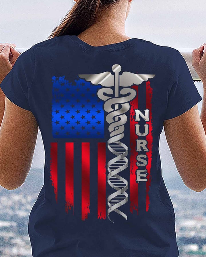 Proud Nurse- Navy Blue -Nurse-T-Shirt -#F180423USFLA80BNURSZ4