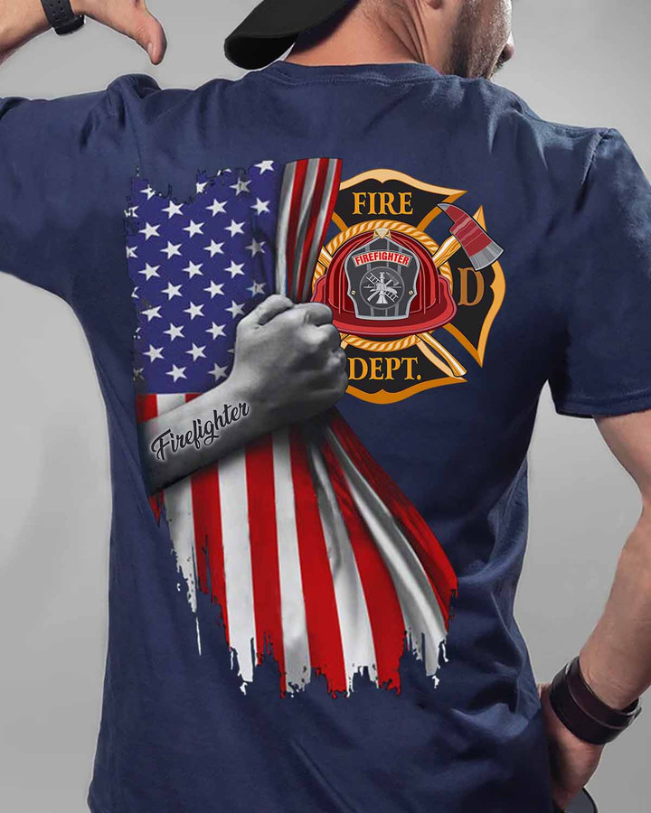 Proud Firefighter-Navy Blue-Firefighter-T-shirt-#M20423USFLA58BFIREZ3