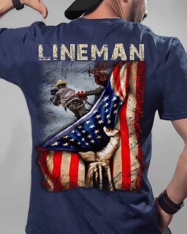 Proud Lineman-Navy Blue-Lineman-T-shirt-#M20423USFLA41BLINEZ3