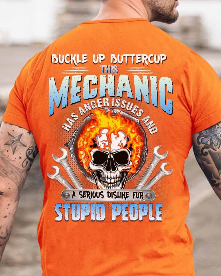This Mechanic has anger issues - Orange-Mechanic -T-Shirt -#M210423BUCUP9BMECHZ6