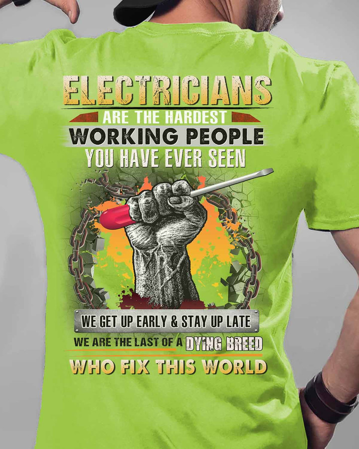 Electricians are the hardest working people-Lime-Electrician- T-shirt -#M220423WORKING2BELECZ6