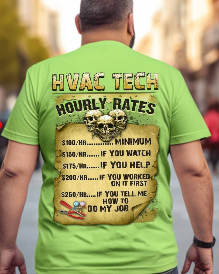 HVAC Tech hourly rates- T-shirt -#M260423HORLY14BHVACZ6