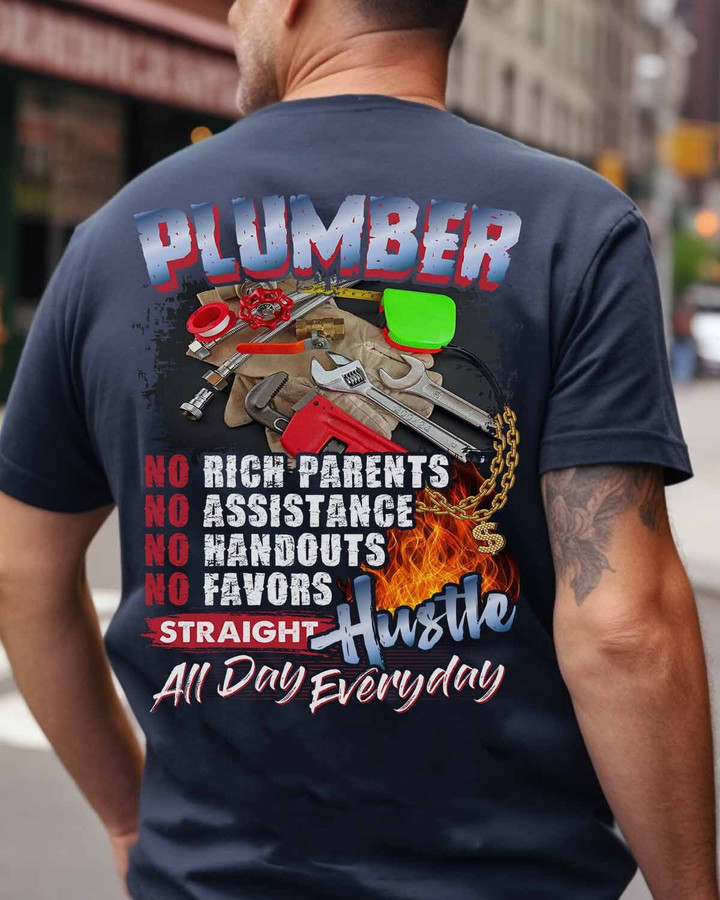 Plumber hustle all day everyday-T-Shirt -#M020523HUSTLE1BPLUMZ6