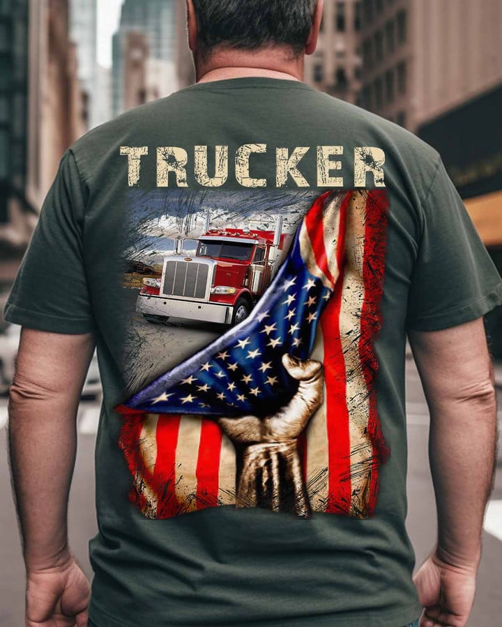 Proud Trucker-T-Shirt -#M180523USFLA41BTRUCZ8