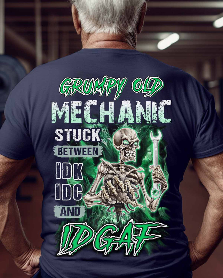 I am a Grumpy old Mechanic -Navy Blue - T-shirt - #260822stubet1bmechz6