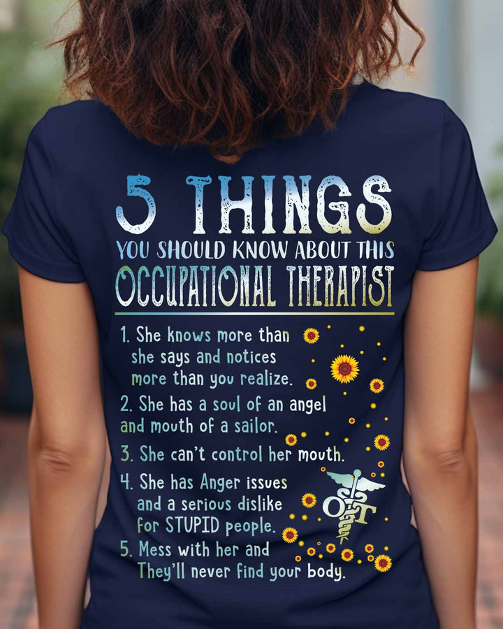 Occupational Therapist T-Shirt - Humorous design with black text on white cotton fabric.