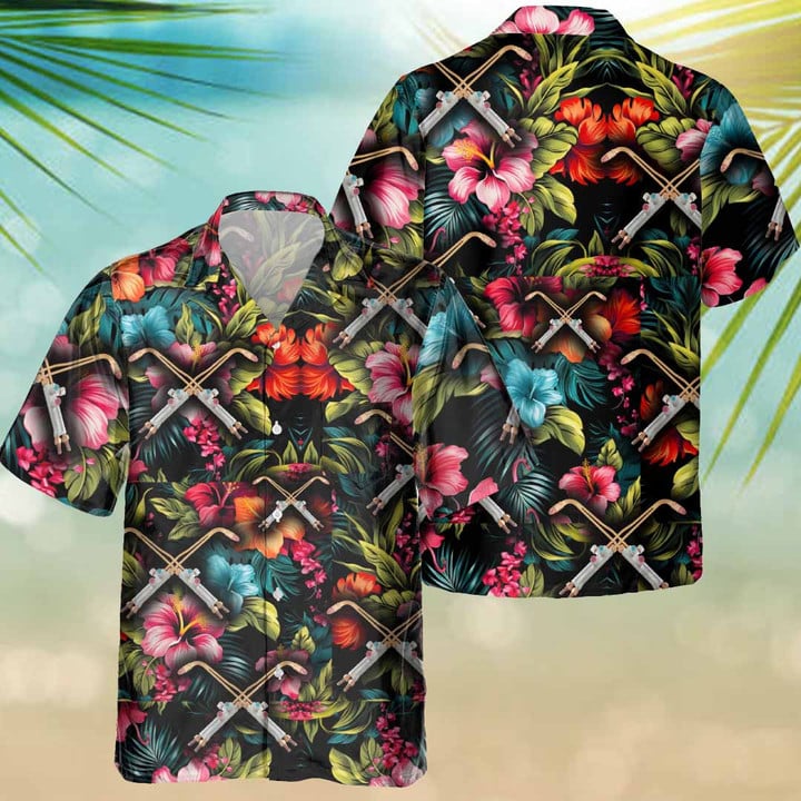 Welder Hawaiian Shirt - Floral pattern with welding tools graphic, representing the fusion of Hawaiian culture and welding profession.