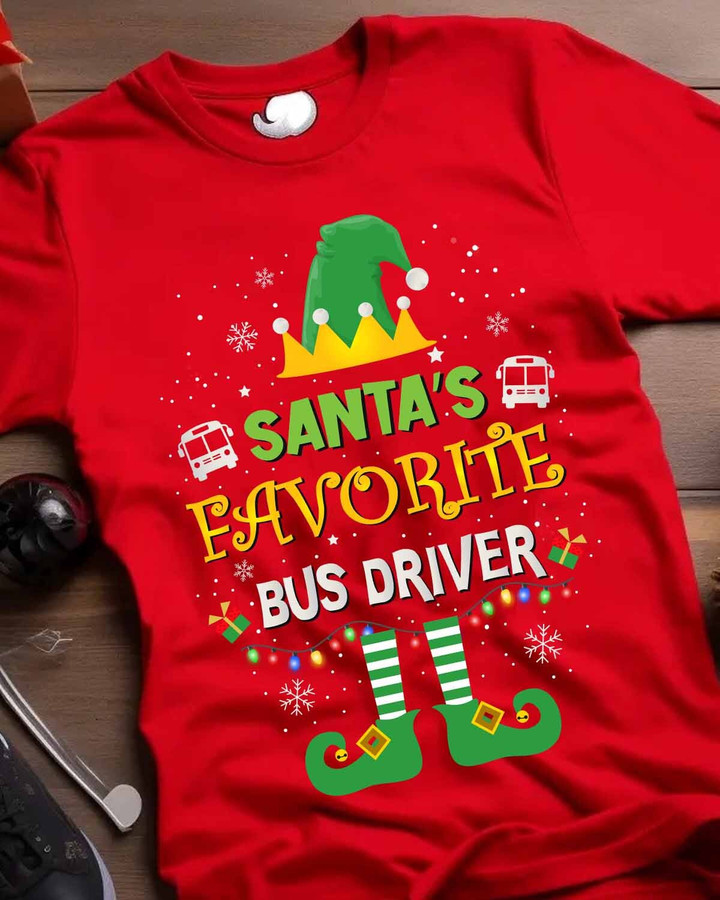 Santa's Favorite Bus Driver-T-shirt-#F061223SAFAV10FBUDRZ4