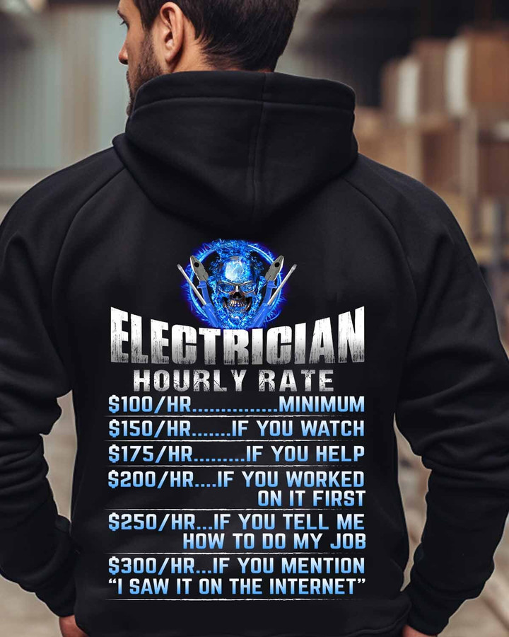 Electrician Hourly Rate-Hoodie-#M081223HORLY8BELECZ8