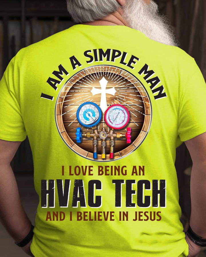 I Love Being an HVAC Tech and i Believe in Jesus-T-shirt -#M231223SIMAN1BHVACZ2