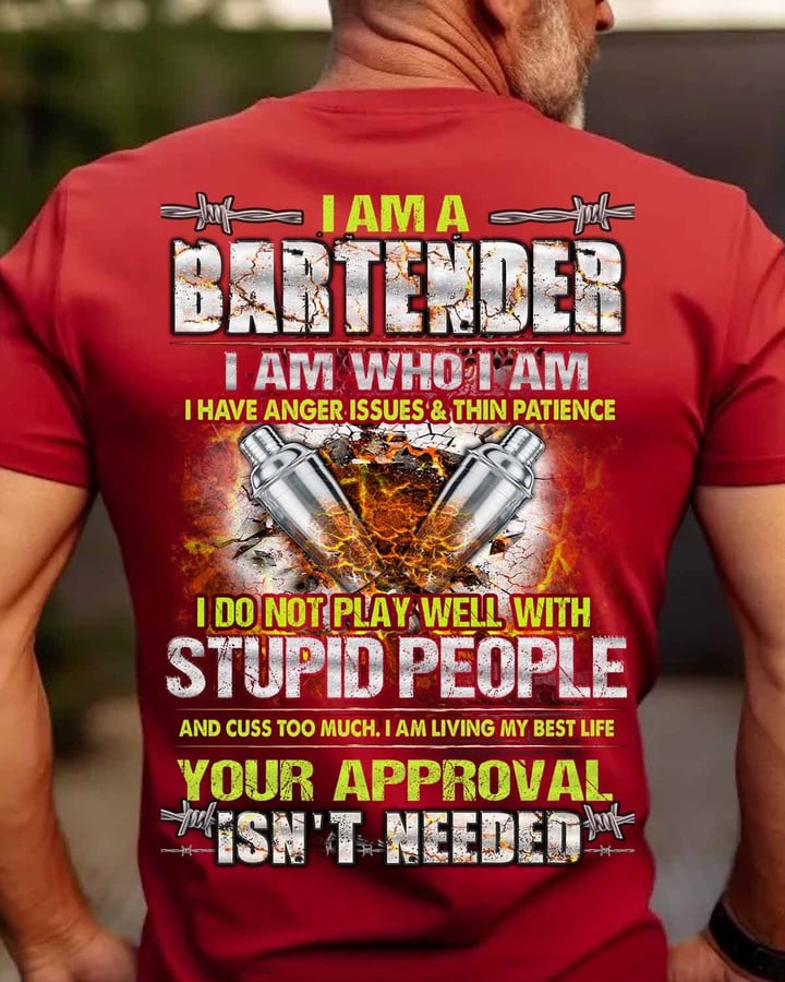 I am Bartender i do not play well with stupid people-T-shirt-#F120124THIPAT2BBARTZ4