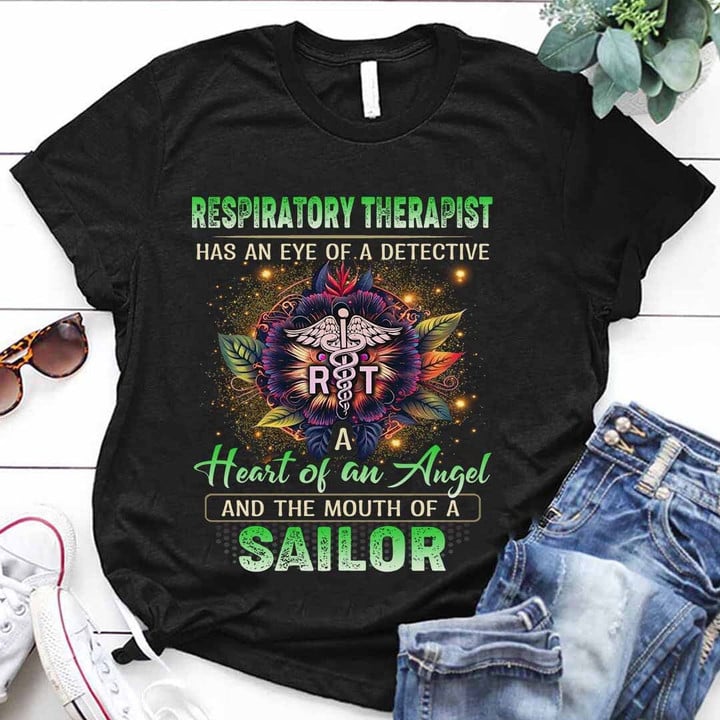 Respiratory Therapist a heart of an angel-T-shirt-#F190124SAINT1XRETHZ4