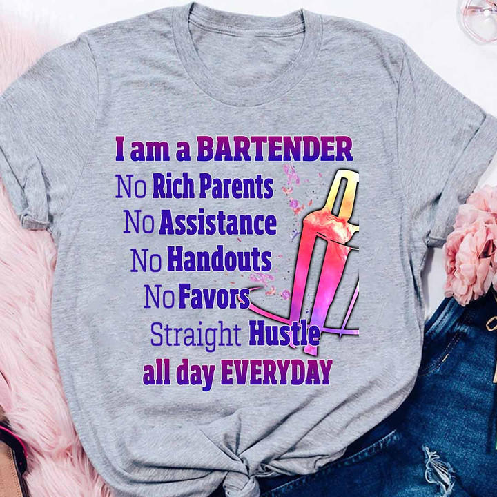 Bartender Staright Hustle all day Everyday -T-shirt-#F080224HUSTLE20FBARTZ2
