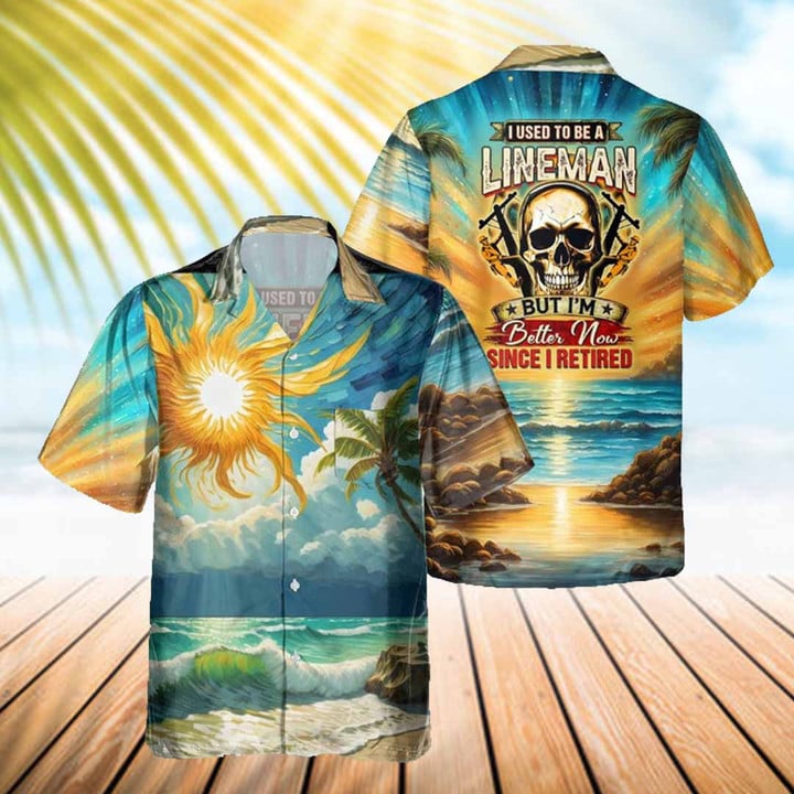 I Used to be a Lineman- AOP Pocket Hawaiian Shirt-#M200424USED8BLINEZ6