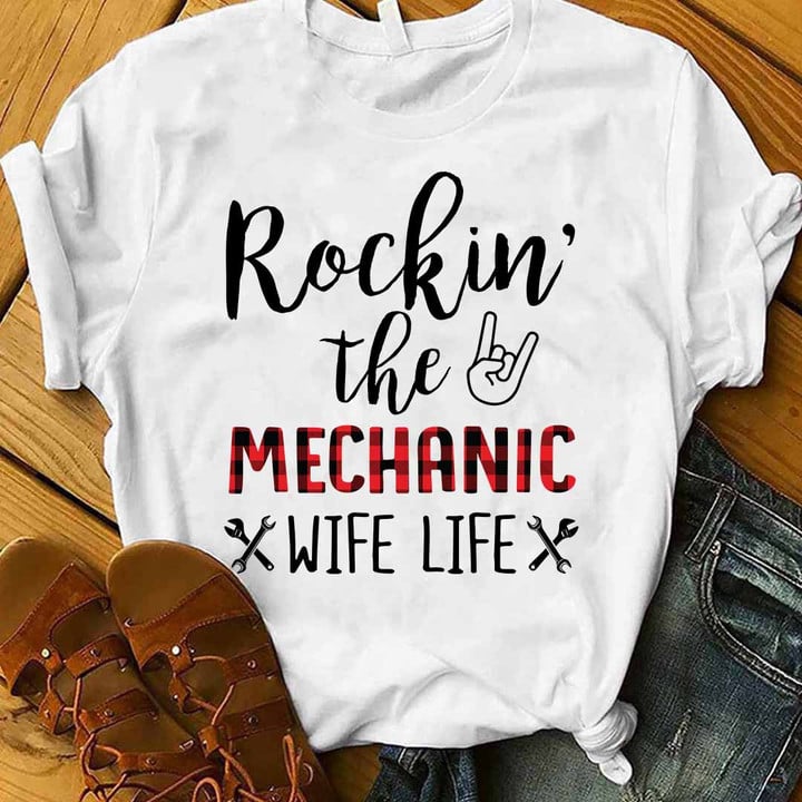 Rockin the Mechanic Wife Life-T-shirt-#M240424WIFLI1FMECHZ6