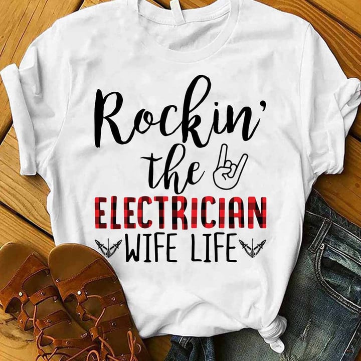 Rockin the Electrician Wife Life-T-shirt-#M240424WIFLI1FELECZ6