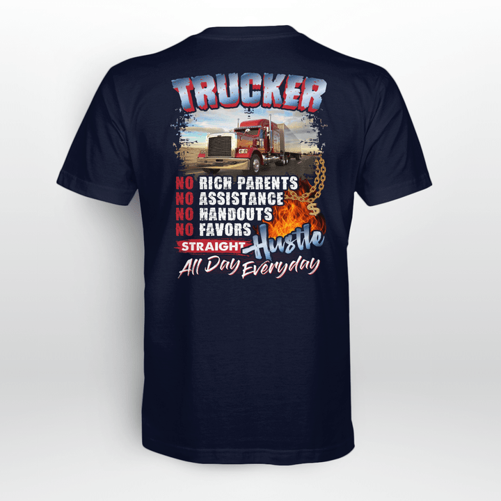 Blue Trucker Quote T-Shirt - Cotton tee with inspiring quote for hardworking truckers