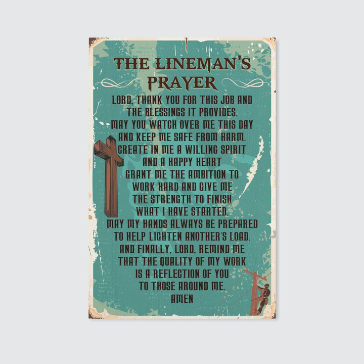 The Lineman's Prayer -Portrait Canvas -#M161223PRAY3FLINEZ8CV