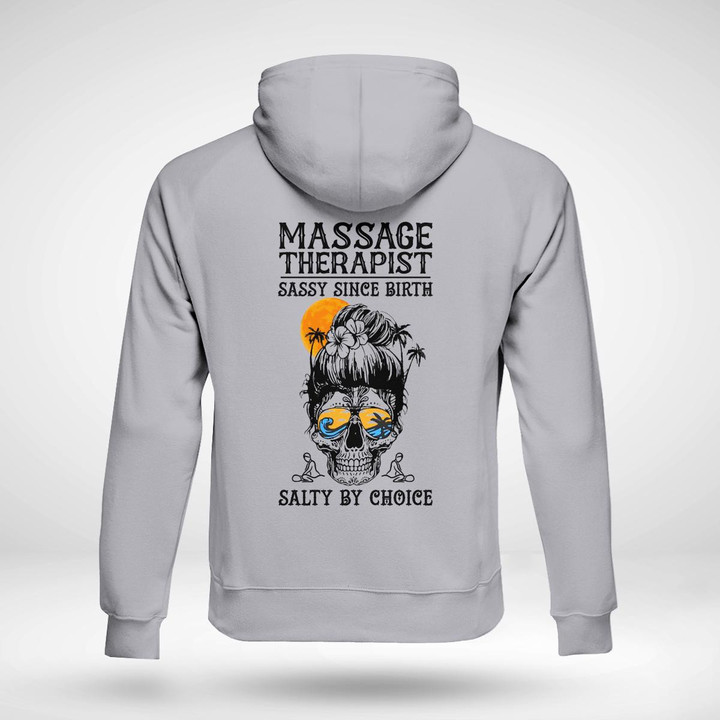 Gray Massage Therapist Hoodie with Skull Graphic