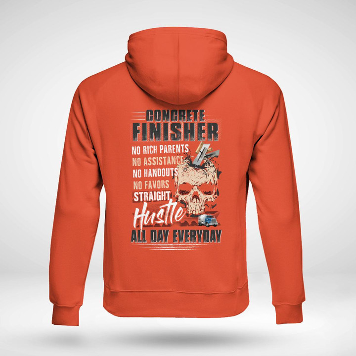 Concrete Finisher Hoodie - Graphic design with empowering quote celebrating hard work and perseverance.