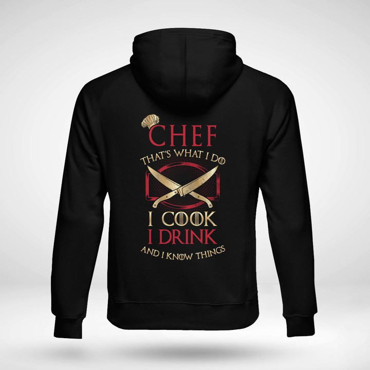 Black chef hoodie with crossed knife and fork graphic and quote - perfect for culinary professionals