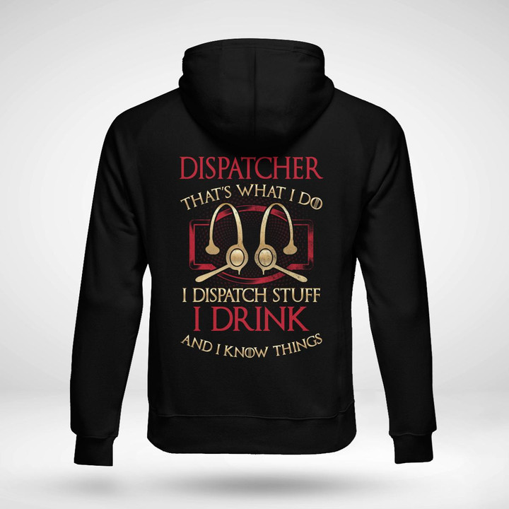 Black Hoodie for Dispatchers with Spoon and Book Graphic