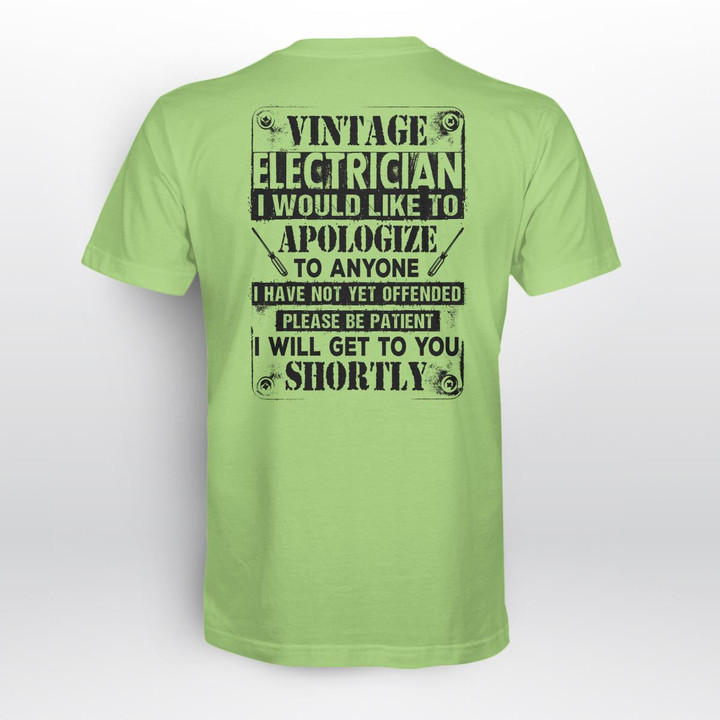 Vintage Electrician- Lime-Electrician- T-shirt -#031122SHORTLY1BELECZ6
