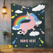 Personalized Cute Pink Unicorn Baby Name Blanket