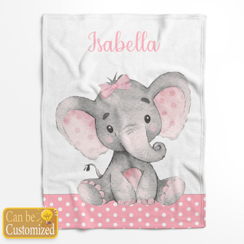 Baby Elephant Pink Fleece Blanket
