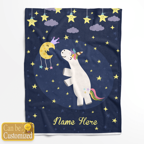 Personalized Cute Unicorn Baby Name Blanket