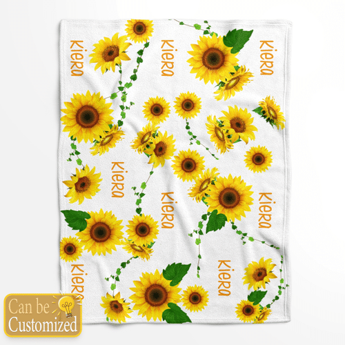 Personalized Sunflower Baby Name Blanket