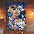 Pug And Cats Poster Cute Adorable Animals Wall Art Gift For Pet Lovers