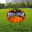 Trick Or Treat Pumpkin Metal Yard Sign Cat Yard Decorations For Halloween