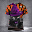 Black Cat Witch 3D Shirt Happy Halloween Funny T-Shirts Best Gift For Cat Lovers